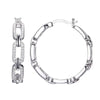 Charles Garnier Sterling Silver Hoop Earrings with CZ links Round 3mm Snap Bar