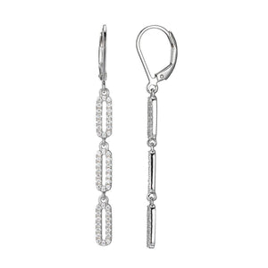 Charles Garnier Sterling Silver Earrings made with CZ Lever Back Rhodium Finish