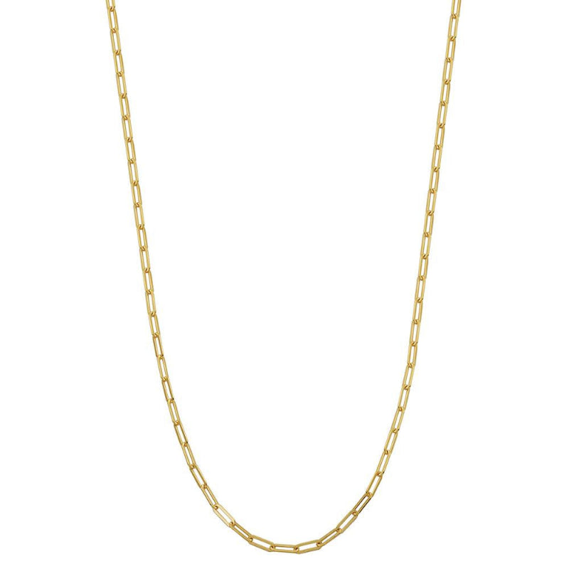 Charles Garnier Sterling Silver Necklace made with Paperclip Chain (3mm) Measures 24'' Long 18K Yellow Gold Finish
