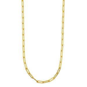 Charles Garnier Sterling Silver Necklace made with Paperclip Chain (5mm) Measures 24'' Long 18K Yellow Gold Finish