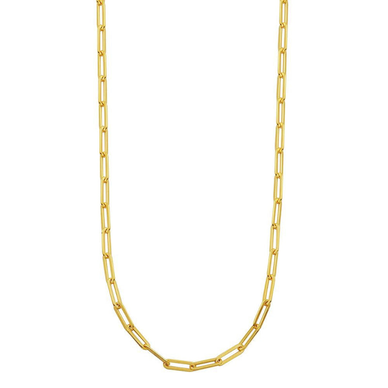 Charles Garnier Sterling Silver Necklace made with Paperclip Chain (5mm) Measures 24'' Long 18K Yellow Gold Finish