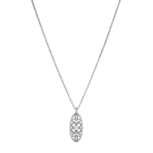 Charles Garnier Sterling Silver Necklace made with Oval Filigree and CZ Measures 17'' Long Plus 2'' Extender for Adjustable Length