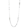 Charles Garnier Sterling Silver Station Necklace made with Paperclip Chain (3mm) and 6 White Mother of Pearl (17x5mm)