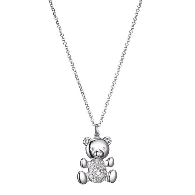 Charles Garnier Sterling Silver Necklace with Movable CZ Bear Pendant Measures 17'' Long Plus 2'' Extender for Adjustable Length