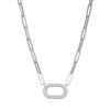 Charles Garnier Sterling Silver Necklace made with Paperclip Chain (5mm) and CZ Motif (24x15mm) in Center