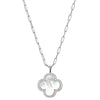 Charles Garnier Sterling Silver Necklace made with Paperclip Chain (2mm) and Clover Pendant (25x19mm)