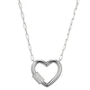 Charles Garnier Sterling Silver Necklace made with Paperclip Chain (2mm) and CZ Heart Motif (26x24mm)