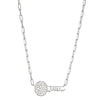 Charles Garnier Sterling Silver Necklace made with Paperclip Chain (2mm) and CZ Love Key (24x12mm) in Center