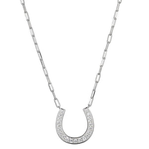 Charles Garnier Sterling Silver Necklace made with Paperclip Chain (2mm) and CZ Horseshoe (2x18mm) in Center