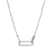 Charles Garnier Sterling Silver Necklace made with Paperclip Chain (2mm) and a CZ Link (24x8mm) in Center