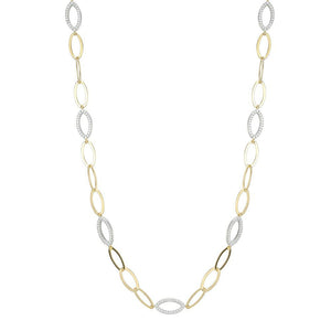 Charles Garnier Sterling Silver Necklace made with Marquise Chain (8mm) and 7 Double Sided CZ Link Stations (16x8mm)