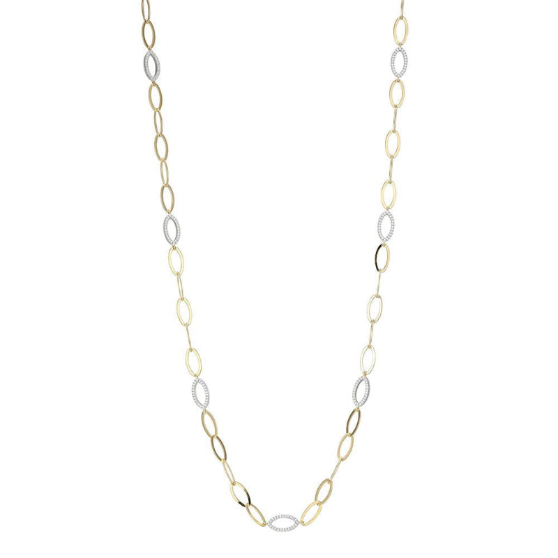 Charles Garnier Sterling Silver Necklace made with Marquise Chain (8mm) and 7 Double Sided CZ Link Stations (16x8mm)