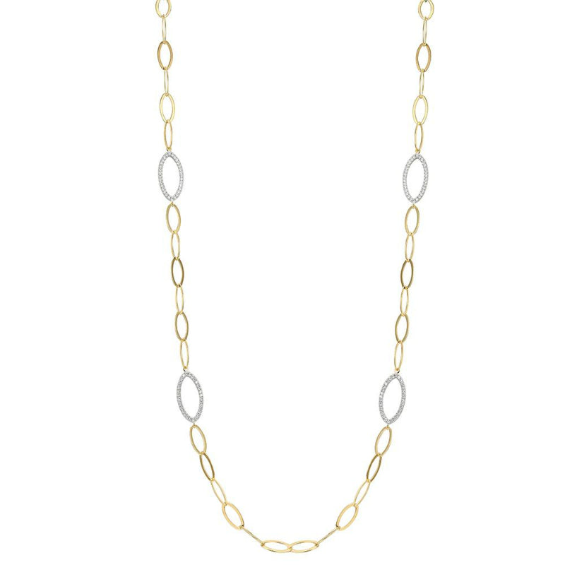 Charles Garnier Sterling Silver Necklace made with Marquise Chain (8mm) and 6 Double Sided CZ Link Stations (24x12mm)