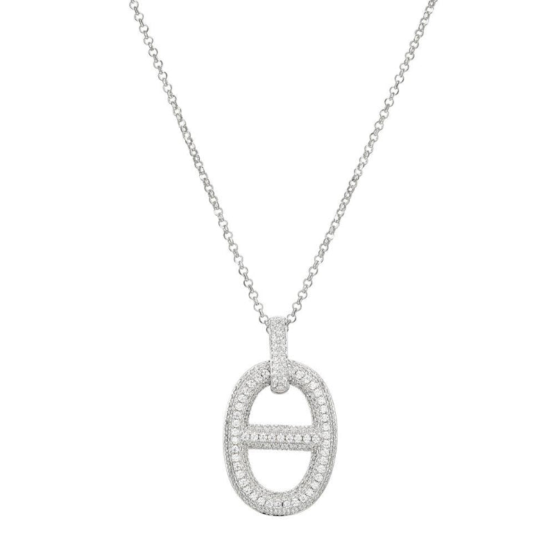 Charles Garnier Sterling Silver Necklace made with Rolo Chain and CZ Marina Motif Pendant (3x18mm)