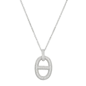 Charles Garnier Sterling Silver Necklace made with Rolo Chain and CZ Marina Motif Pendant (3x18mm)