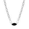 Charles Garnier Sterling Silver Necklace made of Marquise Chain (8mm) and Black Onyx with CZ (2x9x1mm) in Center