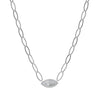 Charles Garnier Sterling Silver Necklace made of Marquise Chain (8mm) and White Mother of Pearl with CZ (2x9x1mm) in Center