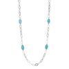 Charles Garnier Sterling Silver Necklace made with Marquise Chain (8mm) and 4 Marquise Shape Synthetic Turquoise (2x9mm) Station