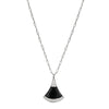 Charles Garnier Sterling Silver Necklace made with Paperclip Chain (2mm) and Fan Shape Black Onyx (19x13x2.2mm) with CZ Pendant