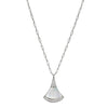 Charles Garnier Sterling Silver Necklace made with Paperclip Chain (2mm) and Fan Shape Mother of Pearl (19x13x2.2mm) with CZ Pendant