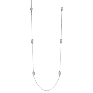 Charles Garnier Sterling Silver Necklace made with Rolo Chain and 6 Twist CZ Marquise (17x8mm) Station  Measures 36'' Long Rhodium Finish