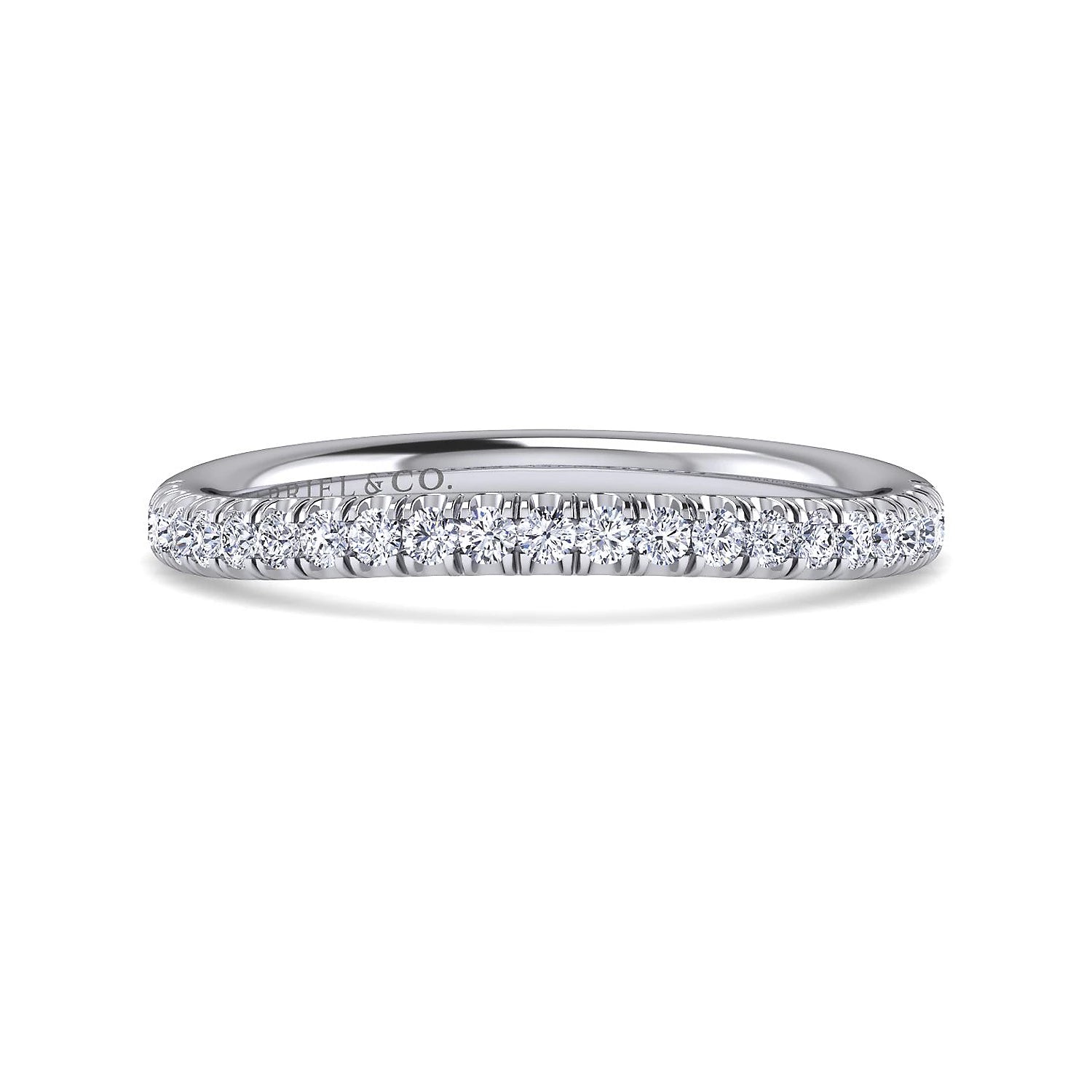 Gabriel & Co. 14k White Gold Contemporary Curved Wedding Band