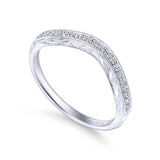 Gabriel & Co. 14k White Gold Victorian Curved Wedding Band