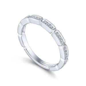 Gabriel & Co. 14k White Gold Victorian Diamond Wedding Band