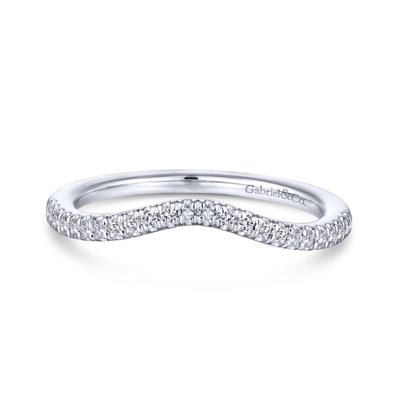 Gabriel & Co. 14k White Gold Contemporary Curved Wedding Band