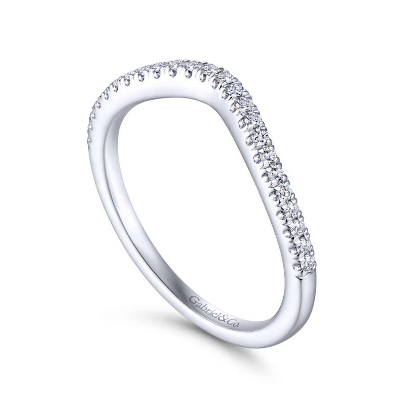 Gabriel & Co. 14k White Gold Contemporary Curved Wedding Band