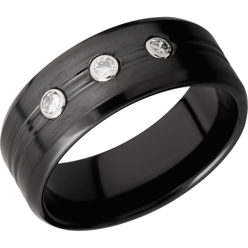 Lashbrook Black Zirconium Diamond 8mm Men's Wedding Band