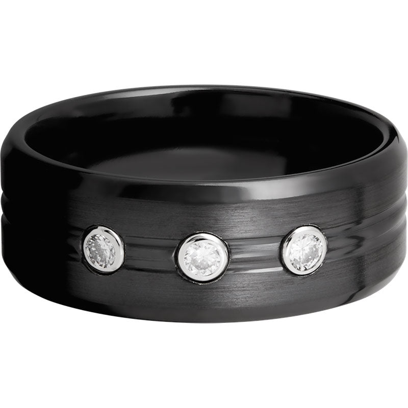 Lashbrook Black Zirconium Diamond 8mm Men's Wedding Band