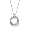 Charles Garnier Sterling Silver Necklace with Mesh and CZ 17''+2'' Rhodium Finish
